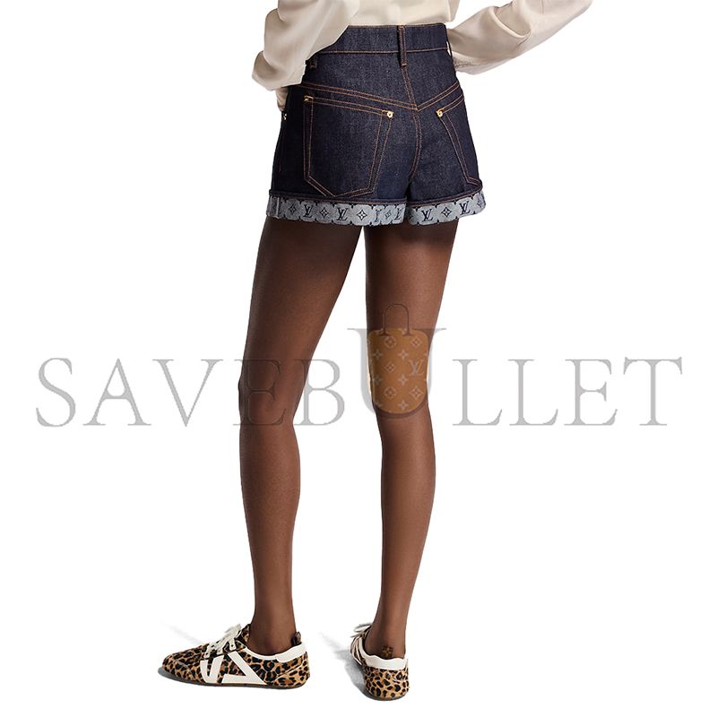 LOUIS VUITTON CUFFED HEM DENIM MINI SHORTS 1AI160 LOUIS VUITTON CUFFED HEM DENIM MINI SHORTS 1AI160